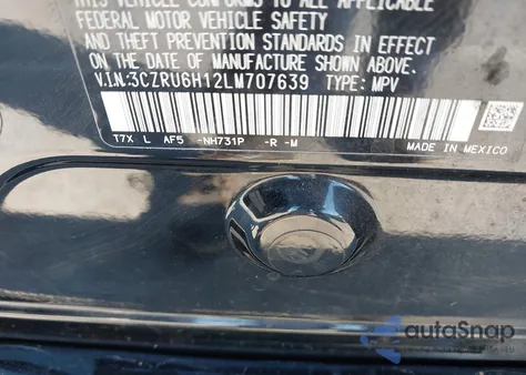 2020 Honda Hr-V Awd Sport from USA, damaged, VIN 3CZRU6H12LM707639